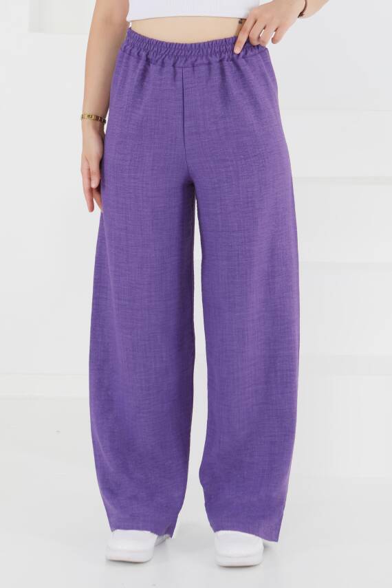 Beli Lastikli Salaş Pantolon Mor - 27461 - 2