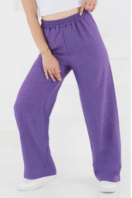 Beli Lastikli Salaş Pantolon Mor - 27461 - 4