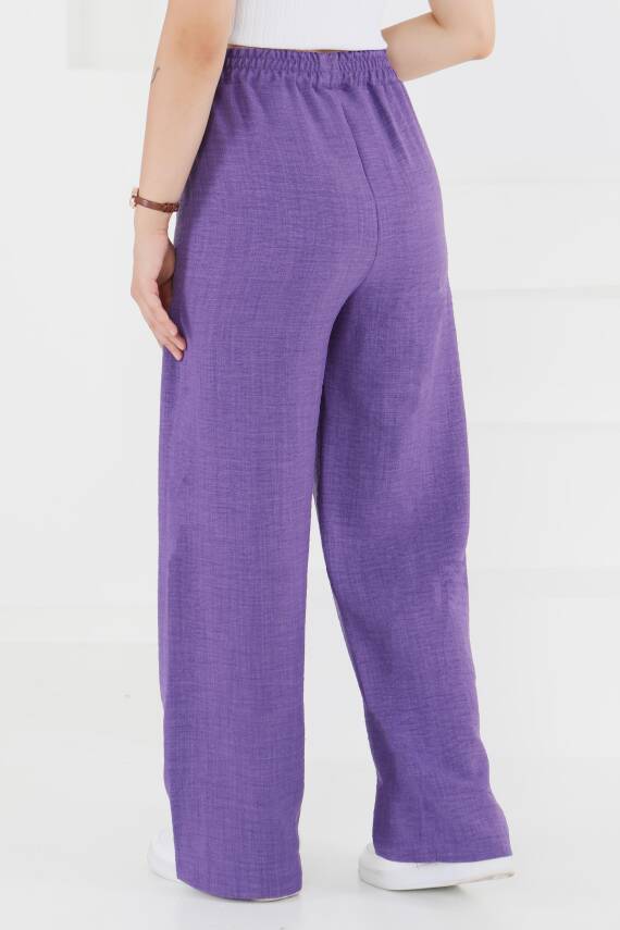 Beli Lastikli Salaş Pantolon Mor - 27461 - 5