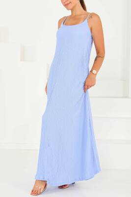 Buffle Askılı Salaş Elbise Bebe Mavi - 27556 - 4