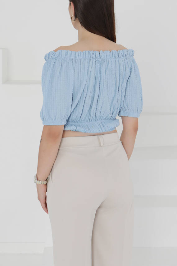 Buffle Büzgülü Crop Bebe Mavi - 27485 - 5