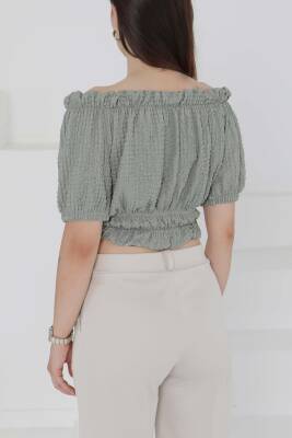 Buffle Büzgülü Crop Haki - 27485 - 4