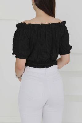 Buffle Büzgülü Crop Siyah - 27485 - 4