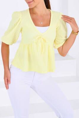 Buffle Kısa Kollu Bluz Sari - 27538 - 2