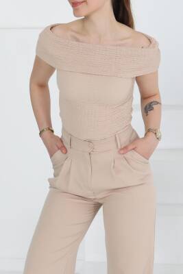 Buffle Kolsuz Madonna Bluz Bej - 27280 - 3