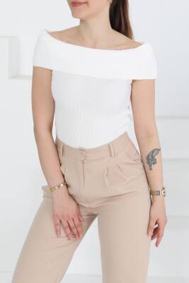 Buffle Kolsuz Madonna Bluz Beyaz - 27280 - 3