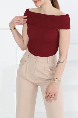 Buffle Kolsuz Madonna Bluz Bordo - 27280 - 2