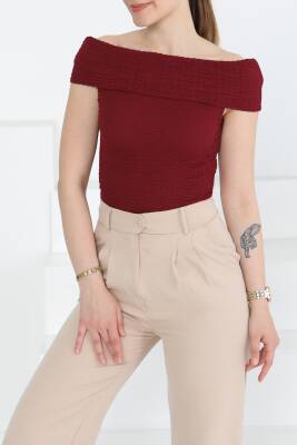 Buffle Kolsuz Madonna Bluz Bordo - 27280 - 3