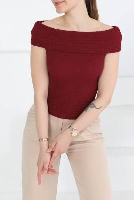 Buffle Kolsuz Madonna Bluz Bordo - 27280 - 4