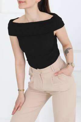 Buffle Kolsuz Madonna Bluz Siyah - 27280 