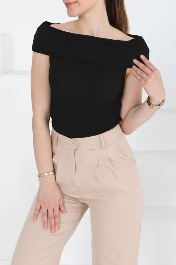 Buffle Kolsuz Madonna Bluz Siyah - 27280 - 2