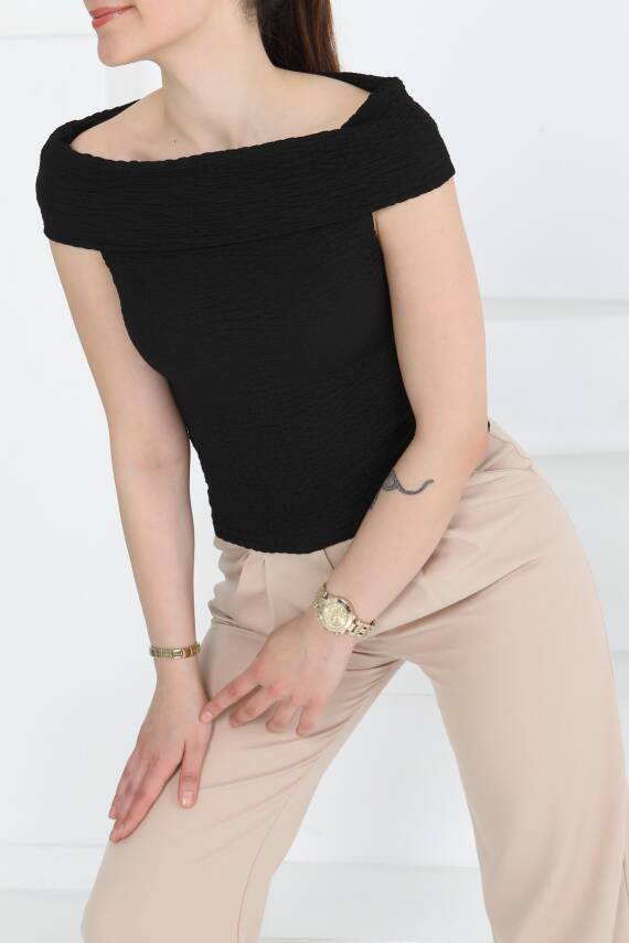 Buffle Kolsuz Madonna Bluz Siyah - 27280 - 4