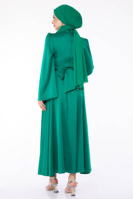 Çapraz Kemerli Abiye Elbise Yesil - 25646 - 5