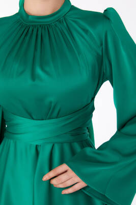 Çapraz Kemerli Abiye Elbise Yesil - 25646 - 6