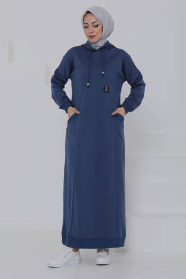 Cepli Armalı Elbise Indigo - 27048 