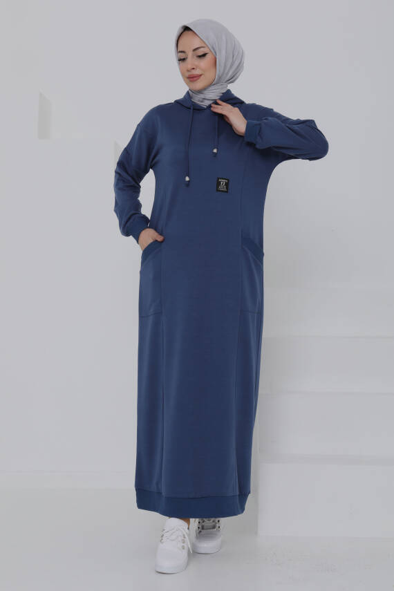 Cepli Armalı Elbise Indigo - 27048 - 2