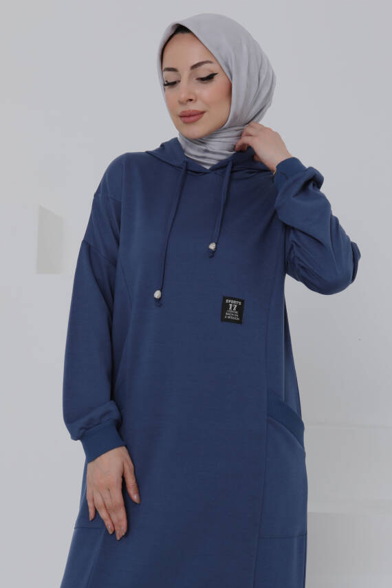 Cepli Armalı Elbise Indigo - 27048 - 4