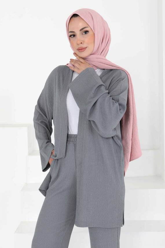 Cepli Kimono Takım Gri - 27131 - 2