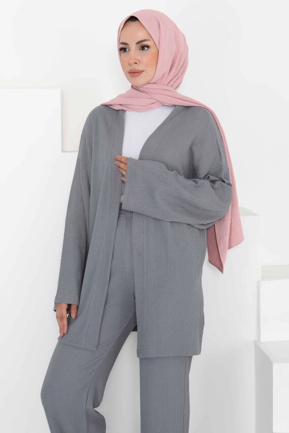 Cepli Kimono Takım Gri - 27131 - 5