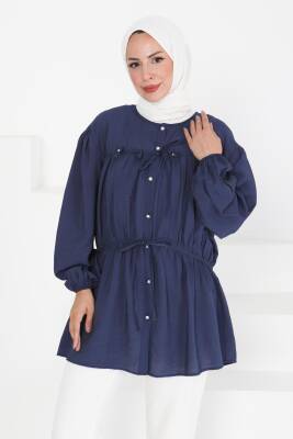 Çiçek İnci Detaylı Tunik Lacivert - 27273 - 3
