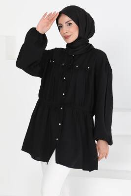 Çiçek İnci Detaylı Tunik Siyah - 27273 - 1