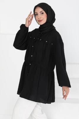 Çiçek İnci Detaylı Tunik Siyah - 27273 - 2