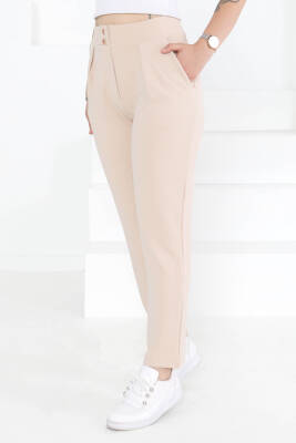 Çift Düğmeli Spor Pantolon Bej - 27352 - 2