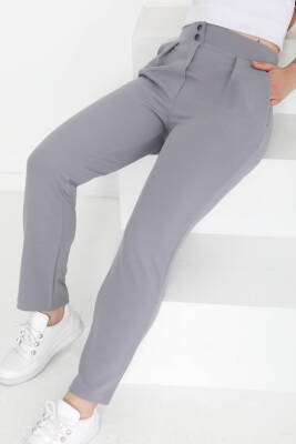 Çift Düğmeli Spor Pantolon Gri - 27352 
