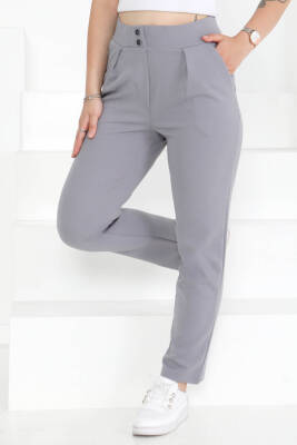 Çift Düğmeli Spor Pantolon Gri - 27352 - 2