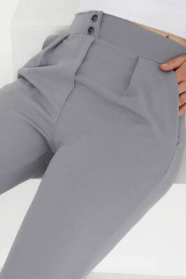 Çift Düğmeli Spor Pantolon Gri - 27352 - 4