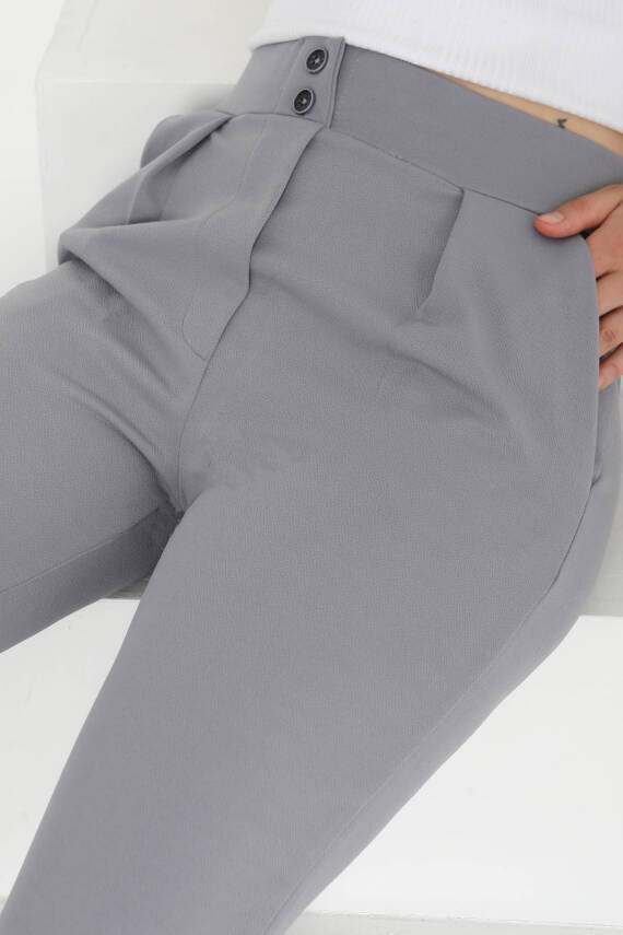Çift Düğmeli Spor Pantolon Gri - 27352 - 4