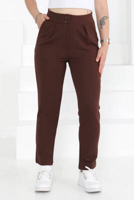Çift Düğmeli Spor Pantolon Kahve - 27352 