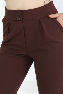 Çift Düğmeli Spor Pantolon Kahve - 27352 - 3