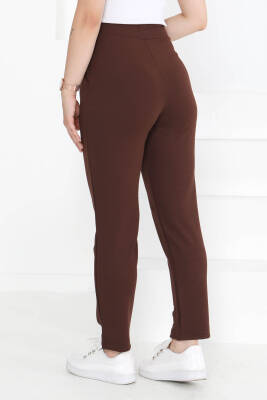 Çift Düğmeli Spor Pantolon Kahve - 27352 - 4