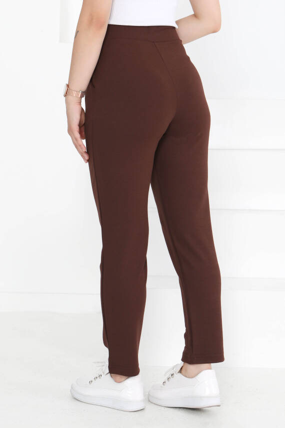 Çift Düğmeli Spor Pantolon Kahve - 27352 - 4