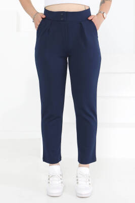 Çift Düğmeli Spor Pantolon Lacivert - 27352 