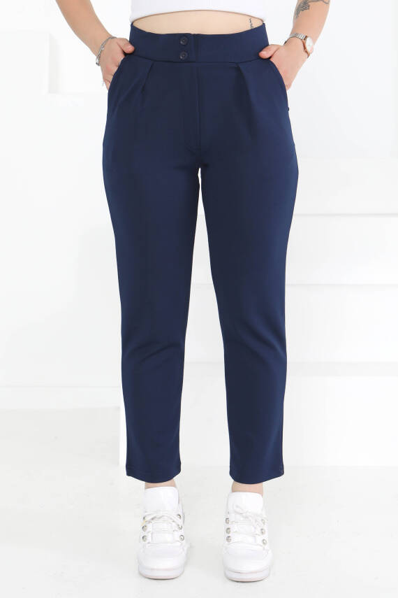 Çift Düğmeli Spor Pantolon Lacivert - 27352 - 1