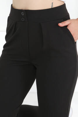Çift Düğmeli Spor Pantolon Siyah - 27352 - 3