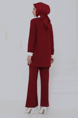 Çift Yakalı Linda Takım Bordo - 27020 - 6