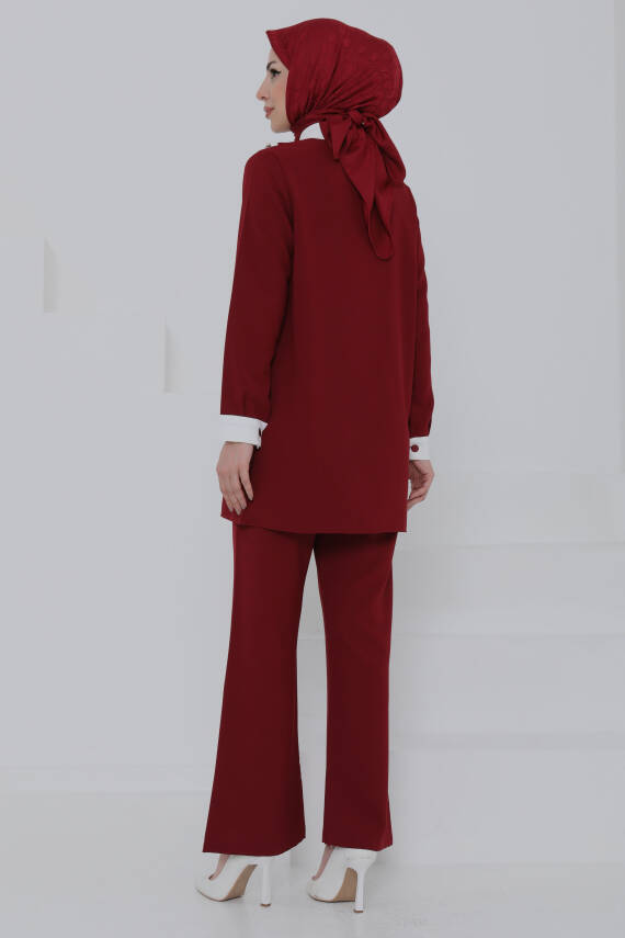 Çift Yakalı Linda Takım Bordo - 27020 - 6