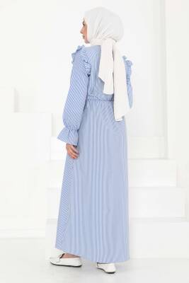 Çizgili Elbise Saks - 27187 - 6