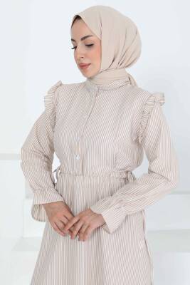 Çizgili Elbise Vizon - 27187 - 2