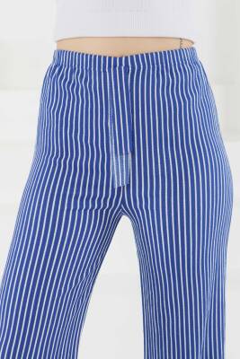 Çizgili Pantolon Saks - 27449 - 2