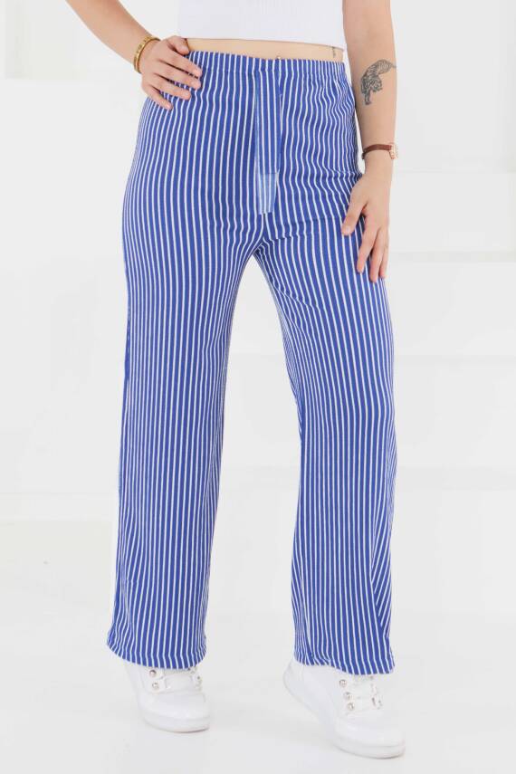 Çizgili Pantolon Saks - 27449 - 3