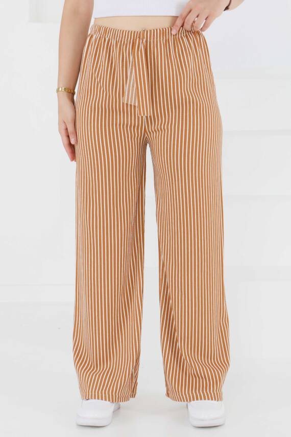 Çizgili Pantolon Taba - 27449 - 3
