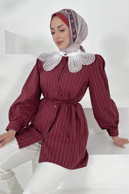Çizgili Tunik Bordo - 27000 