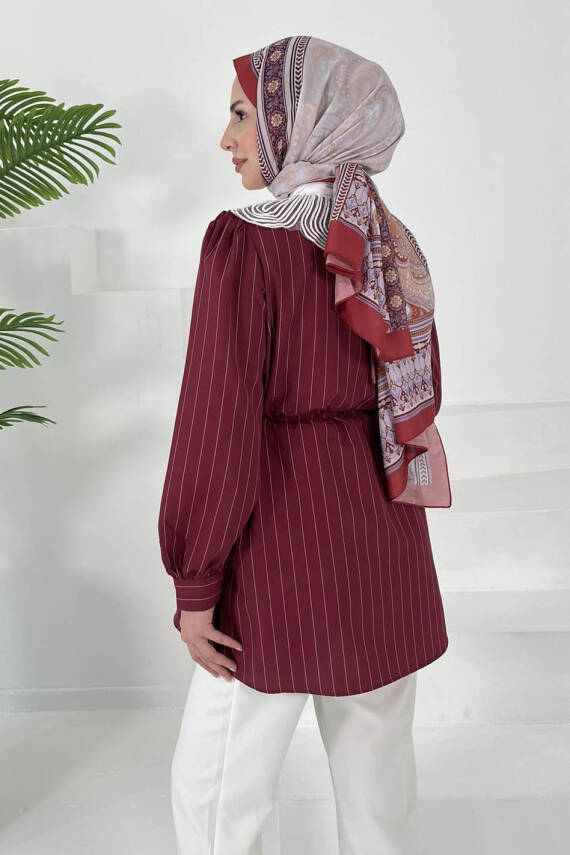 Çizgili Tunik Bordo - 27000 - 6