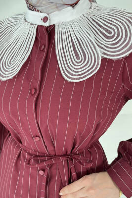Çizgili Tunik Bordo - 27000 - 7