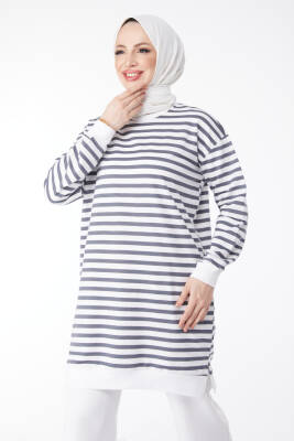 Çizgili Tunik Füme - 23925 