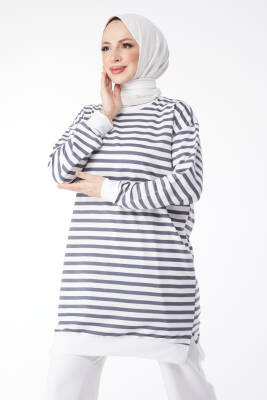 Çizgili Tunik Füme - 23925 - 2